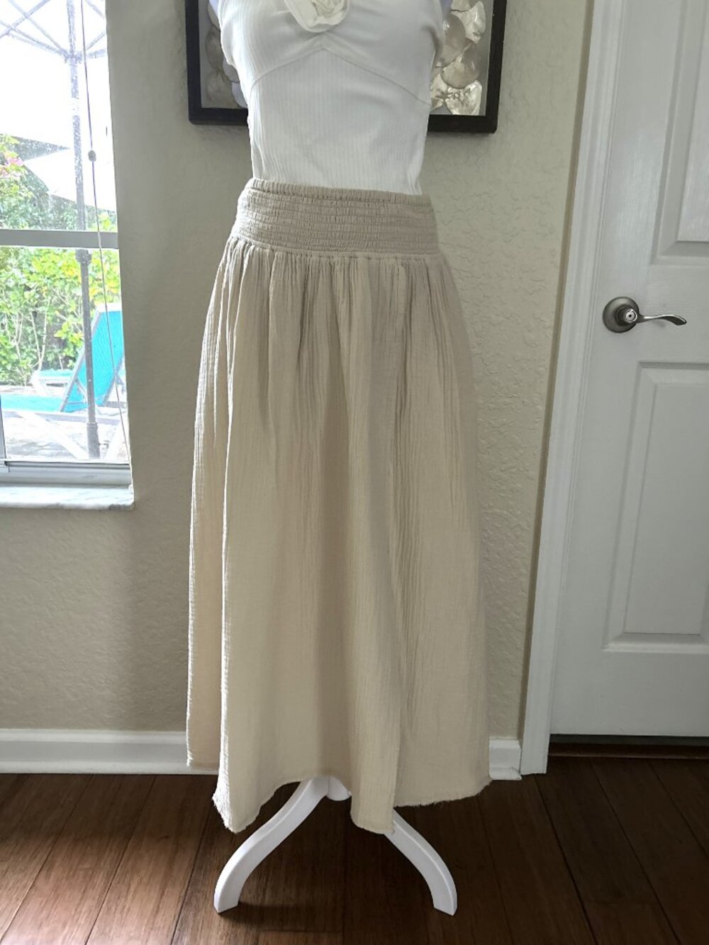 NWOT Aerie Beige Cotton Maxi Skirt